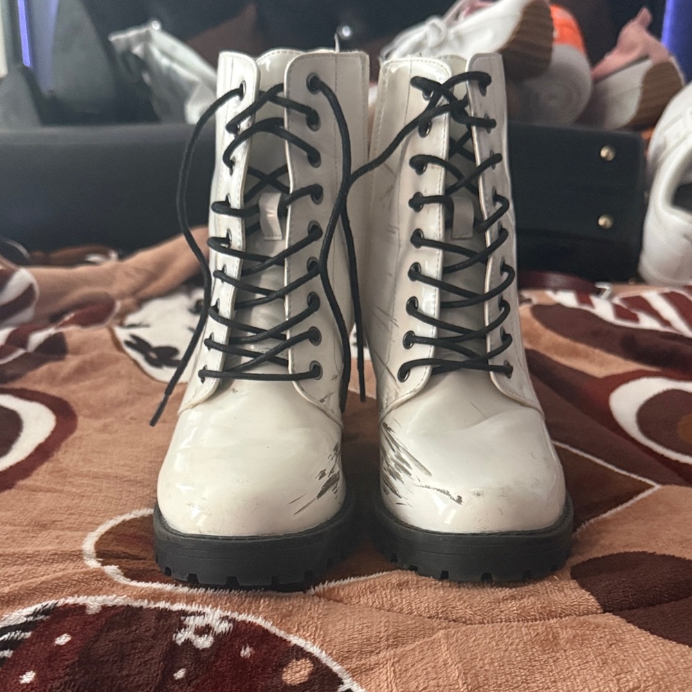 Forever 21 Black and White Combat Boots